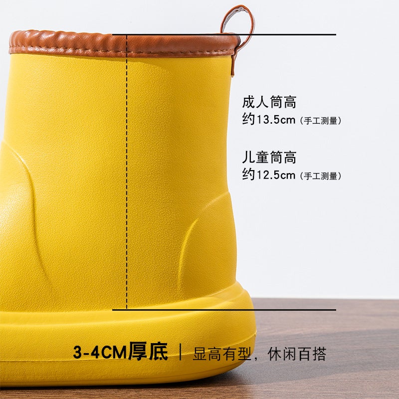 Rain Boots 2024 New Outer Wear Thick-Soled High-Top Fashion Family Non-Slip Waterproof Rain Boots Internet Celebrity Outdoor Four-Season Rubber Shoes - Image 4