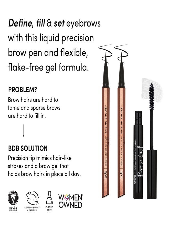 Billion Dollar Brows Billion Dollar Beauty Raising Brows Kit - 2-Piece Eyebrow Makeup Set with Taupe Precision Hair-Like Stroke Pen and Clear Brow Gel, Long-Lasting Smudge-Proof & Sweat-Proof Taming Combo - Image 3