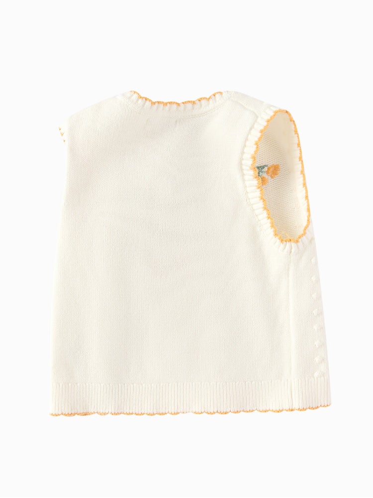 بالابالا كارديغان محبوك بدون أكمام مع أزرار أمامية للبنات - Image 2