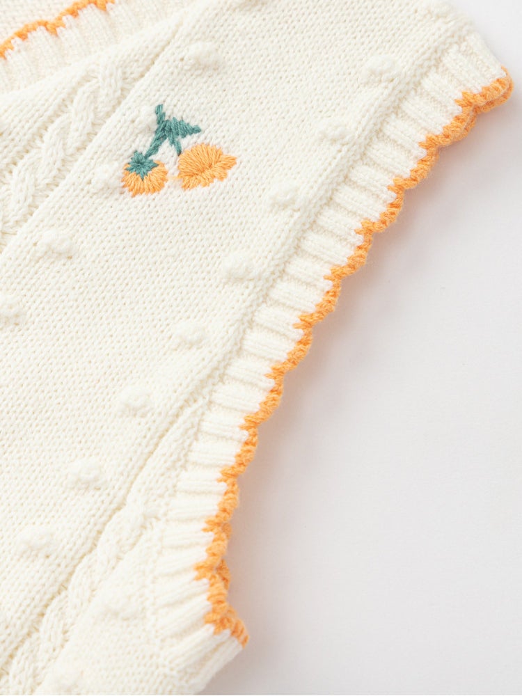 بالابالا كارديغان محبوك بدون أكمام مع أزرار أمامية للبنات - Image 4