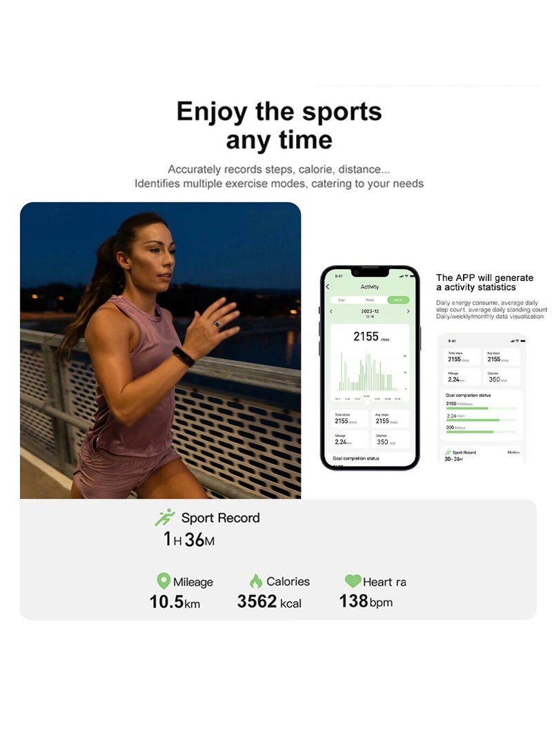 حلقة R02 الذكية ذات الغلاف المصنوع من التيتانيوم العسكري لمراقبة الصحة تحمل تصنيف مقاومة الماء IP68 و 3ATM وتتوفر بوضعيات رياضية متعددة (رمادي غامق، قطر 18.9 ملم) - Image 4