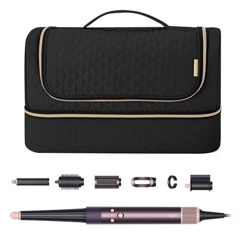 Yarwo 2026 Upgraded Storage Bag Compatible for Dyson Airwrap i.d. Multi-styler Complete and Attachments, Double-layer Travel Case with Hanging Hook for Hair Curler Accessories, Black (Bag Only) - Image 1