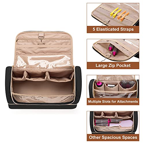 Yarwo 2026 Upgraded Storage Bag Compatible for Dyson Airwrap i.d. Multi-styler Complete and Attachments, Double-layer Travel Case with Hanging Hook for Hair Curler Accessories, Black (Bag Only) - Image 2