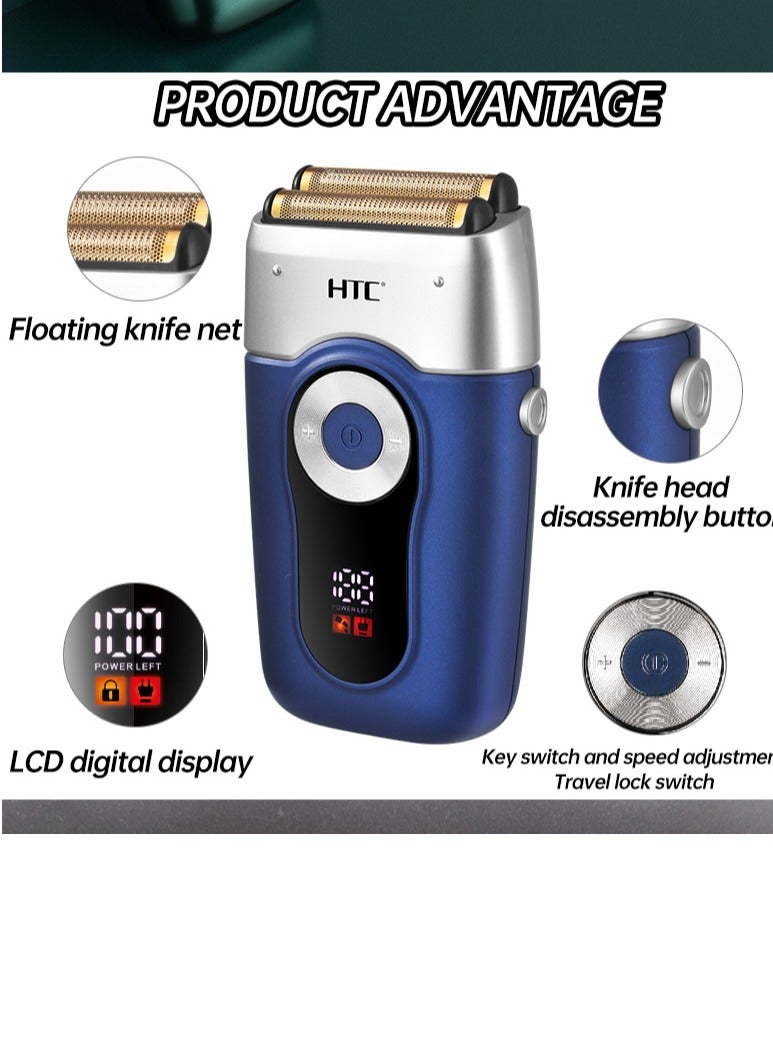 HTC GT-667 Men's Electric Shaver Razor High Carbon Steel Rechargeable Beard Trimmer Shaving Machine - Image 3