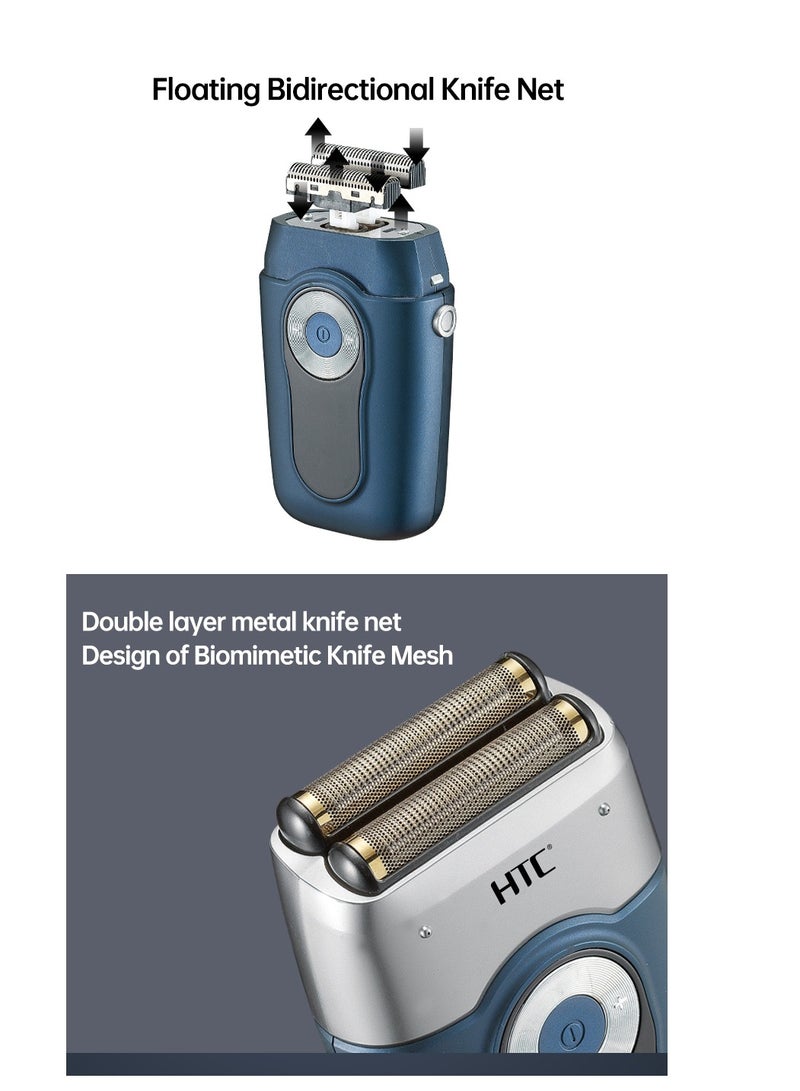 HTC GT-667 Men's Electric Shaver Razor High Carbon Steel Rechargeable Beard Trimmer Shaving Machine - Image 5