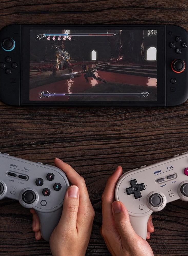 8بت دو وحدة تحكم بلوتوث Pro 3 لجهاز Switch/Switch 2 – عصي تحكم TMR، أزرار ABXY قابلة للتبديل، أزرار خلفية احترافية، قاعدة شحن، مشغلات تأثير هول، متوافقة مع ويندوز، آبل، SteamOS، أندرويد - G كلاسيك - Image 5