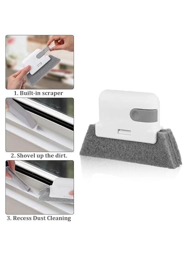 Window Cleaning Brush, Groove Cleaning Brush Tool Handheld Window Sliding Door Track Cleaner with 2 Replacement Cloth for Tile Lines Shutter Sill Car Vents Keyboard Small Spaces Clean Kit - Image 4