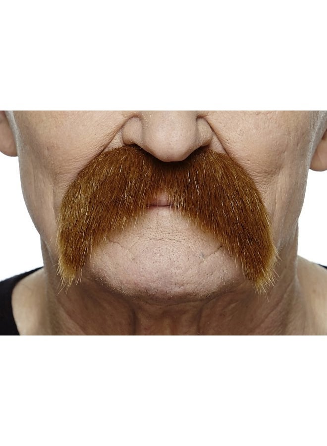 Mustaches شارب مزيف ذاتي اللصق على شكل وَلْرُس، إكسسوار تنكري للبالغين، واقعي، شعر وجه مزيف للبالغين، زنجبيل، م - Image 1