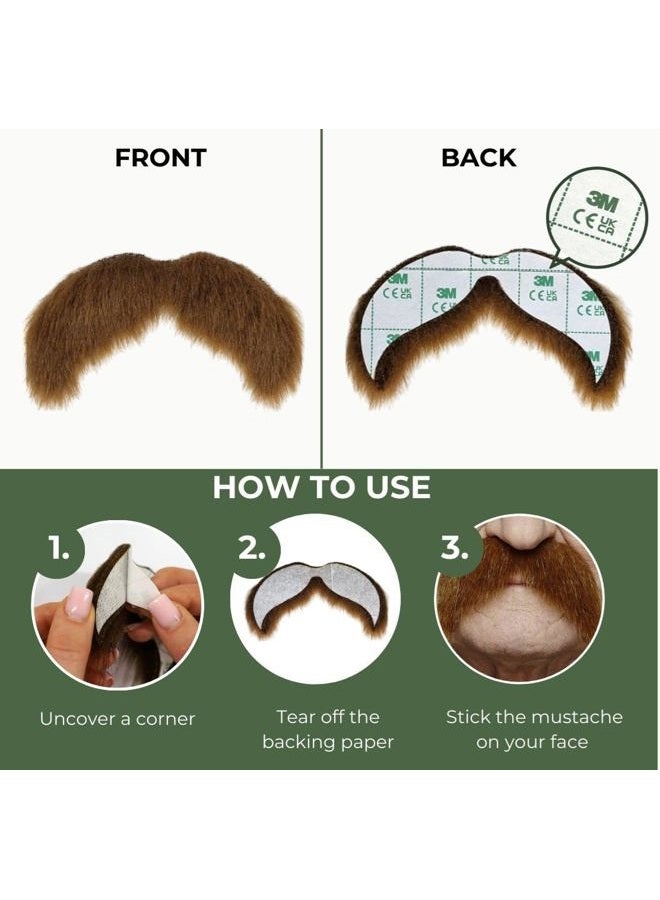 Mustaches شارب مزيف ذاتي اللصق على شكل وَلْرُس، إكسسوار تنكري للبالغين، واقعي، شعر وجه مزيف للبالغين، زنجبيل، م - Image 5