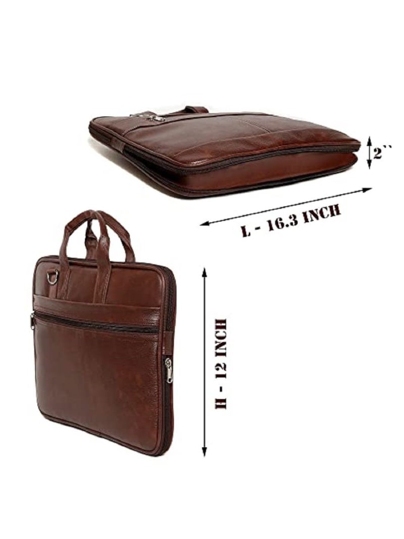 SAMTROH Men’s PU Leather Briefcase Laptop Bag | Messenger Satchel with Padded Laptop Compartment, Detachable Sling Strap & Multiple Pockets for Office Use | Ideal for Men and Boys (Brown) - Image 4