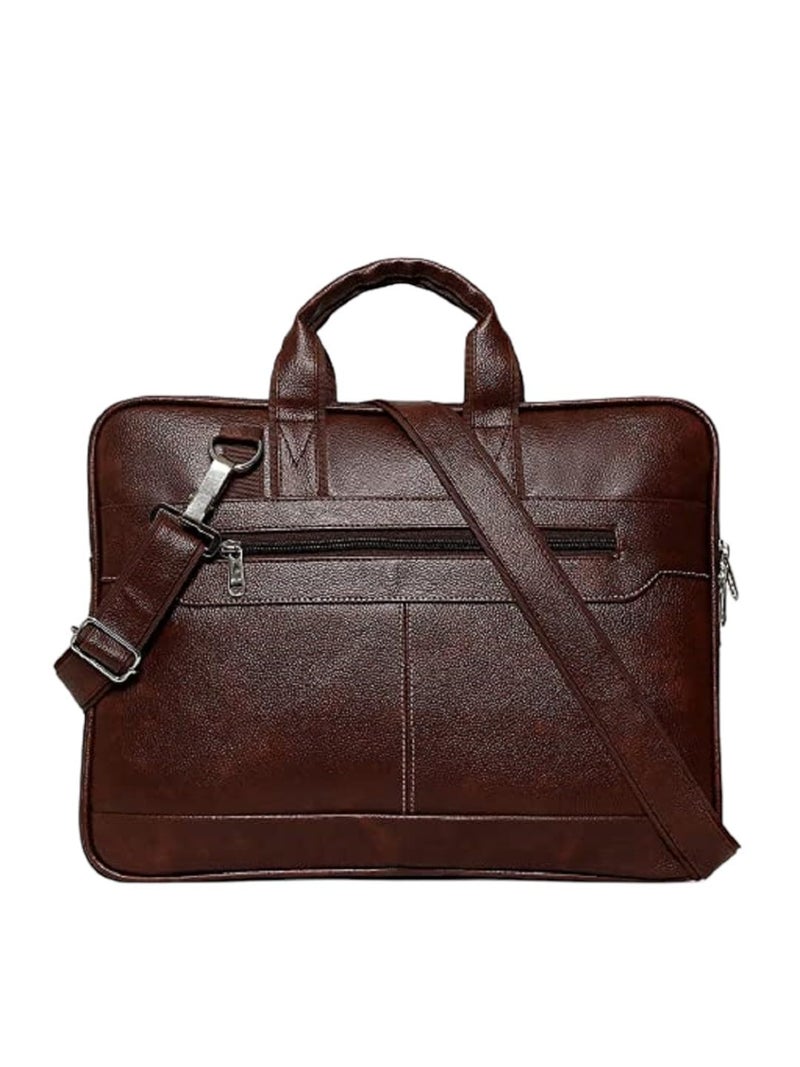 SAMTROH Men’s PU Leather Briefcase Laptop Bag | Messenger Satchel with Padded Laptop Compartment, Detachable Sling Strap & Multiple Pockets for Office Use | Ideal for Men and Boys (Brown) - Image 3