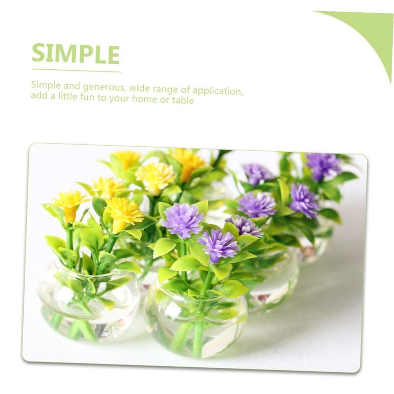 Miniature Yellow And Purple Glass Bonsai Hydroponic Potted Plants Set For Dollhouse Decor - Image 4