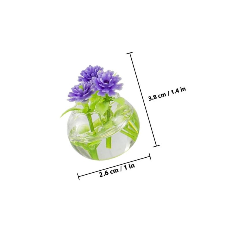 Miniature Yellow And Purple Glass Bonsai Hydroponic Potted Plants Set For Dollhouse Decor - Image 3