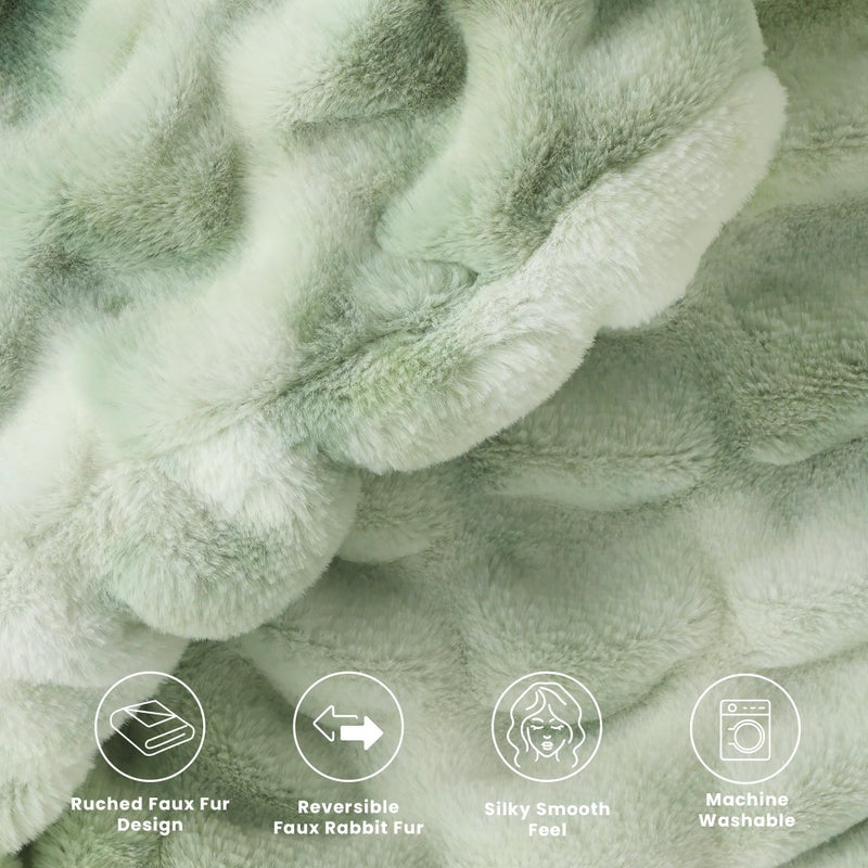 blunique Ultra Soft Cozy Faux Fur Throw Blanket, Fuzzy Plush Thick Bubble Blanket, Oversize Luxury Fluffy Blanket for Couch, Sofa, Bedroom, and Living Room,50x60 Inches,Double Sided Tie-Dye Sage - Image 5
