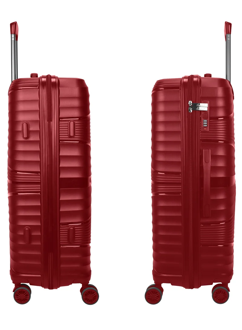 SENATOR Hard Case Trolley Luggage Set of 3 For Unisex Polypropylene Lightweight 4 Double Wheeled Suitcase With Built In TSA Type Lock Travel Bag KH1005 Wine Red