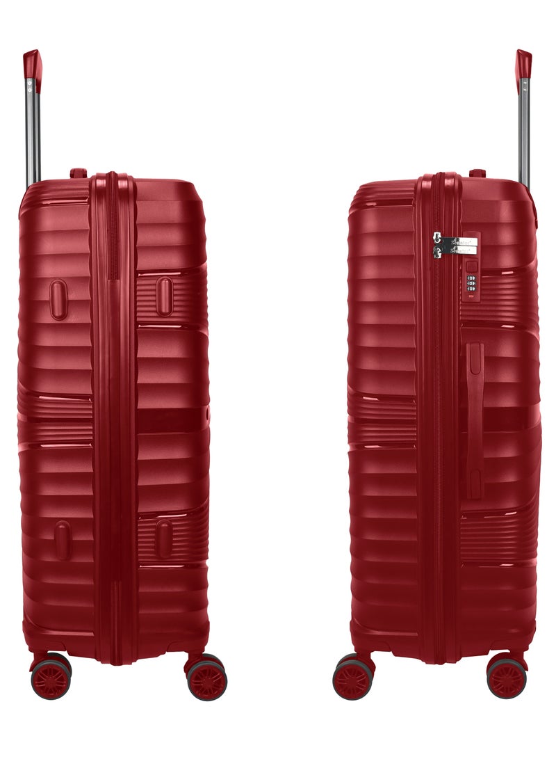 SENATOR Hard Case Trolley Luggage Set of 3 For Unisex Polypropylene Lightweight 4 Double Wheeled Suitcase With Built In TSA Type Lock Travel Bag KH1005 Wine Red - Image 4