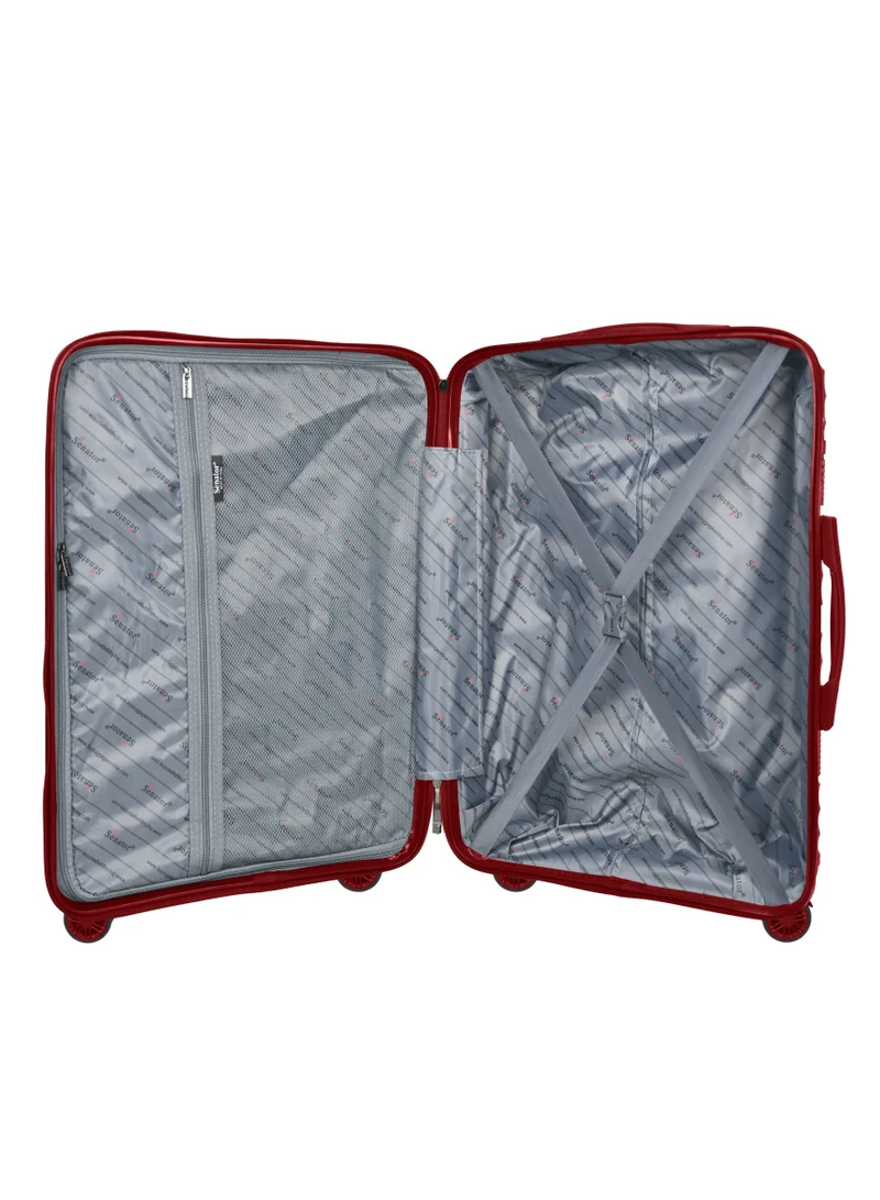SENATOR Hard Case Trolley Luggage Set of 3 For Unisex Polypropylene Lightweight 4 Double Wheeled Suitcase With Built In TSA Type Lock Travel Bag KH1005 Wine Red