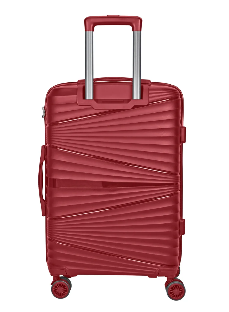 Senator wine red hard case trolley luggage set of 3 for unisex polypropylene lightweight 4 double wheeled suitcase with built in tsa type lock travel bag kh1005 wine red  | Best Price UAE