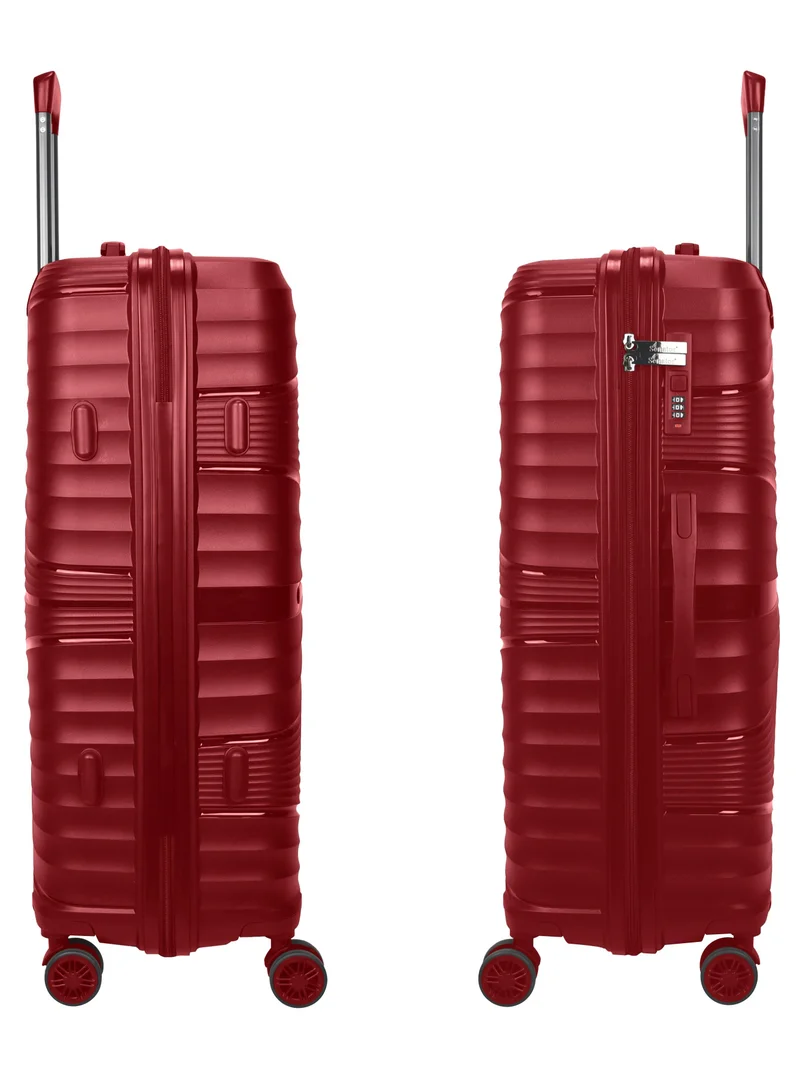 Senator wine red hard case trolley luggage set of 3 for unisex polypropylene lightweight 4 double wheeled suitcase with built in tsa type lock travel bag kh1005 wine red  | Best Price UAE