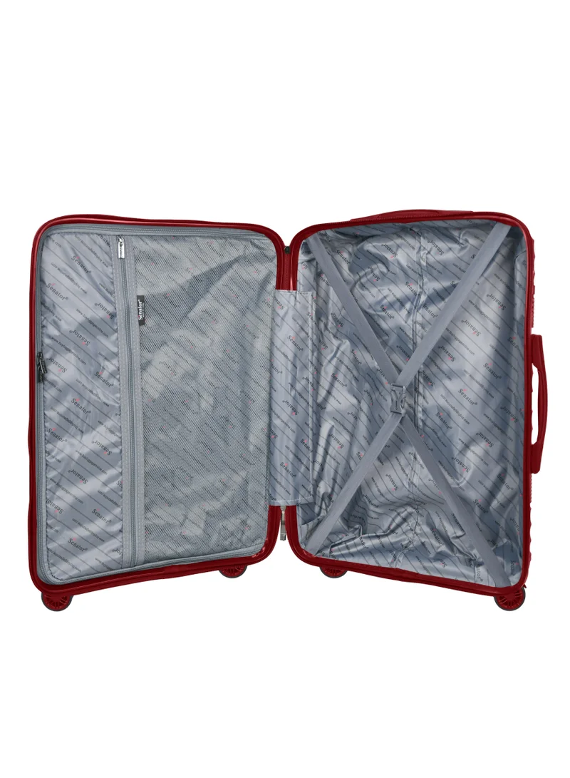 Senator wine red hard case trolley luggage set of 3 for unisex polypropylene lightweight 4 double wheeled suitcase with built in tsa type lock travel bag kh1005 wine red  | Best Price UAE