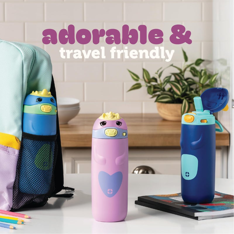 Ello Ellies 12oz Vacuum Insulated Stainless Steel Kids Water Bottle with Straw and Built-in Carrying Handle and Leak-Proof Locking Lid for School Backpack, Lunchbox and Outdoor Sports, Dog - Image 5