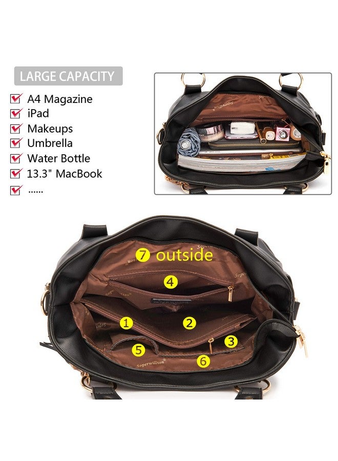 سوبر ويلتون حقيبة يد نسائية أنيقة من سوبرويلتون، حقيبة كتف بمقبض علوي، حقيبة هوبو، حقيبة توت، مجموعة من 4 قطع - Image 4