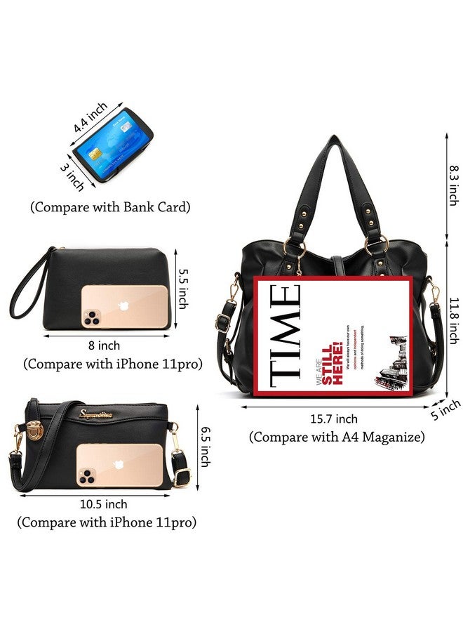 سوبر ويلتون حقيبة يد نسائية أنيقة من سوبرويلتون، حقيبة كتف بمقبض علوي، حقيبة هوبو، حقيبة توت، مجموعة من 4 قطع - Image 3