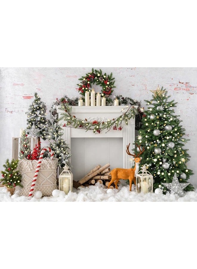 Kate 7×5ft Bokeh Bohemia Christmas Tree Photo Backdrop White Fireplace Brick Wall Xmas Photography Background for Christmas Studio Props - Image 2
