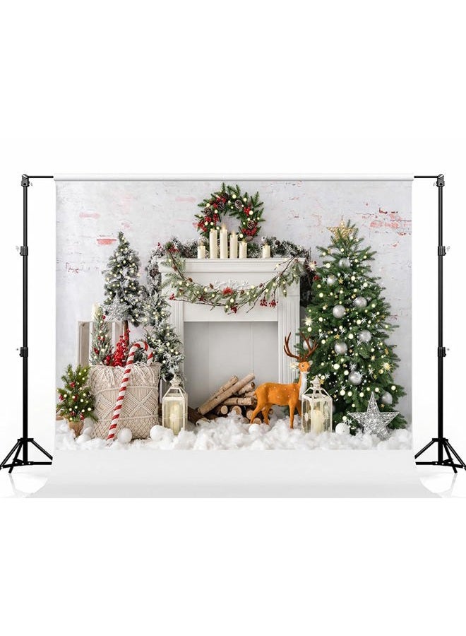 Kate 7×5ft Bokeh Bohemia Christmas Tree Photo Backdrop White Fireplace Brick Wall Xmas Photography Background for Christmas Studio Props - Image 1