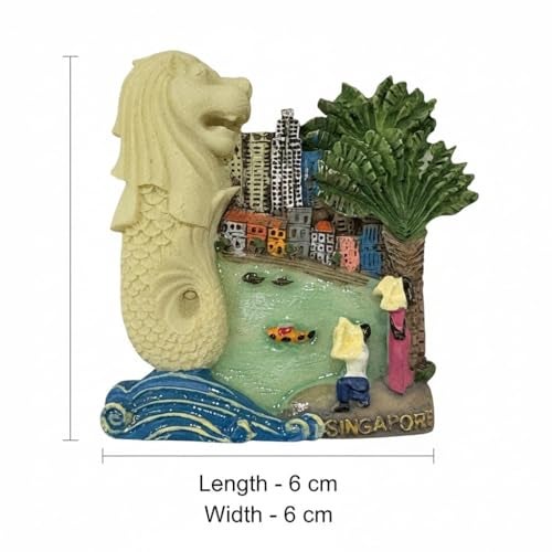 Kriwin Singapore Theme 3D Resin Fridge Magnet, Travel Souvenir Gift, Merlion Cityscape Design, 6 cm - Image 3