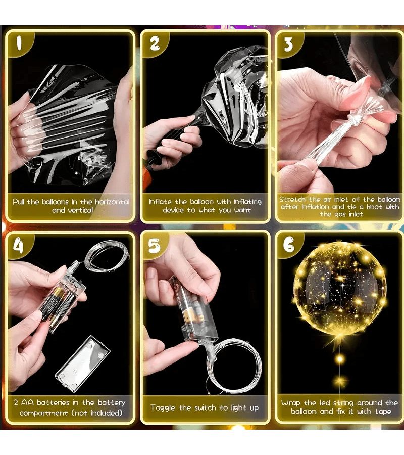 كرات بالونات بوبو المتوهجة مع أضواء LED دافئة 24 قطعة لديكور حفلات الزفاف وأعياد الميلاد - Image 3