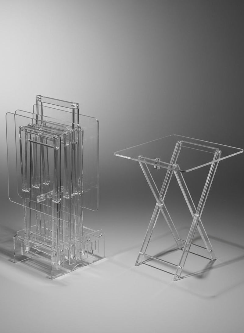 4 طاولات جانبية متعددة الاستخدامات مصنوعة بالكامل من الأكريليك الشفاف - Image 5
