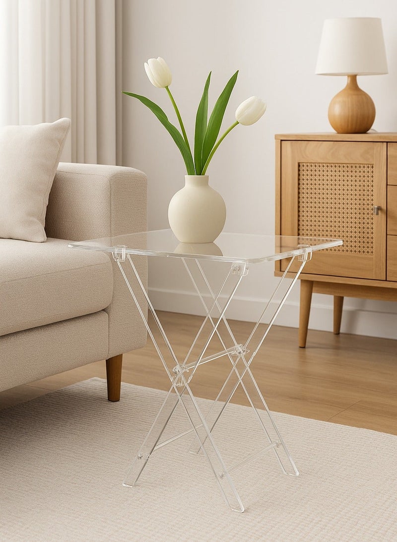 4 طاولات جانبية متعددة الاستخدامات مصنوعة بالكامل من الأكريليك الشفاف - Image 4