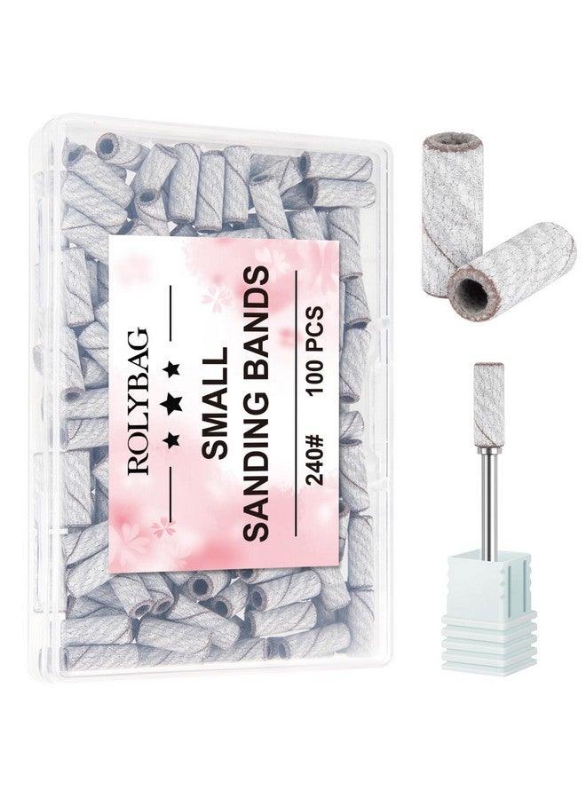 Rolybag 100pcs Small Sanding Bands Nail Drill Bits 240 Extreme Fine Grit Nail File Sanding Bands with 3.1mm Mandrel Bit for Acrylic Nails Gel Removing Shaping Professional Manicures and Pedicure,Zebra - Image 1
