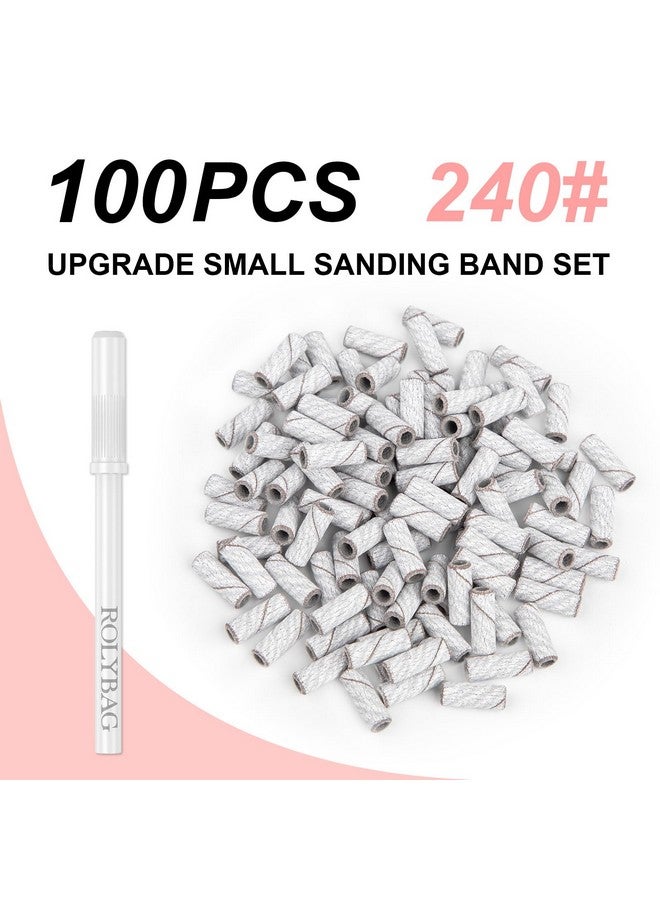 Rolybag 100pcs Small Sanding Bands Nail Drill Bits 240 Extreme Fine Grit Nail File Sanding Bands with 3.1mm Mandrel Bit for Acrylic Nails Gel Removing Shaping Professional Manicures and Pedicure,Zebra - Image 2