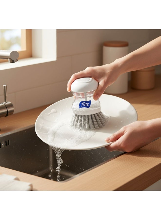تيتيز فرشاة غسالة الأطباق Titiz التي تعمل على توزيع الصابون مع قاعدة في الأعلى وخزان منظف يساعدك على تنظيف البقع الجافة البيضاء بسهولة - Image 3