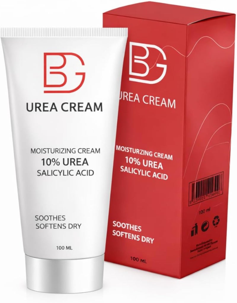 BG Urea Cream 10% with Salicylic Acid – 100 ml Deep Moisturizing and Skin Renewal Cream for Dry, Rough and Cracked Skin, Repair Care for Feet, Heels, Elbows and Body