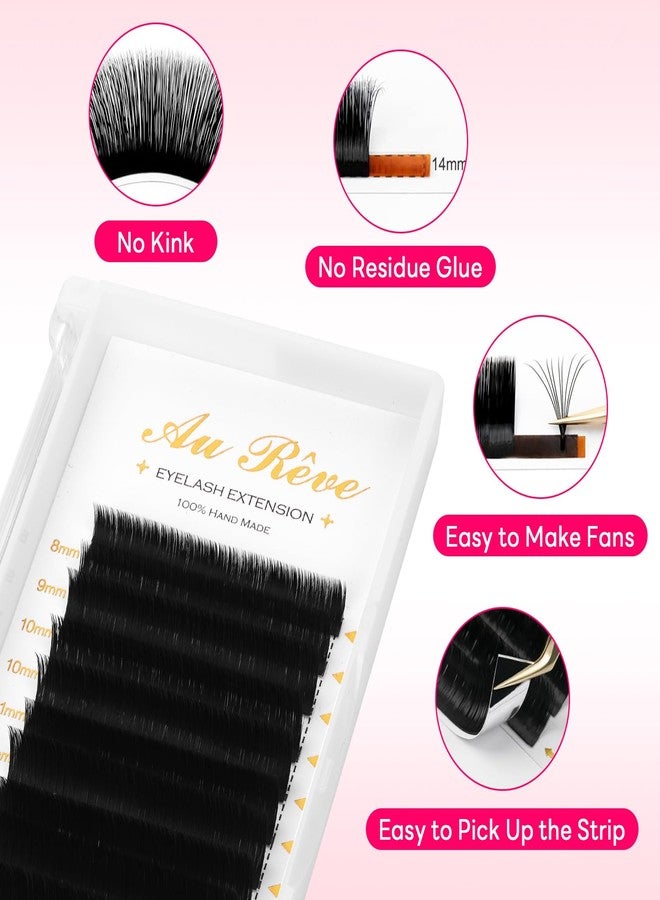 AuReve Easy Fan Lashes 0.03 0.05 0.07 Thickness C/D/M/L Curl Eyelash Extensions 8-15mm Mix Lash Tray Matte Black Volume Lashes Self Fanning, Professional Supplies for Lash Artists (0.07 C 8-15mm) - Image 2