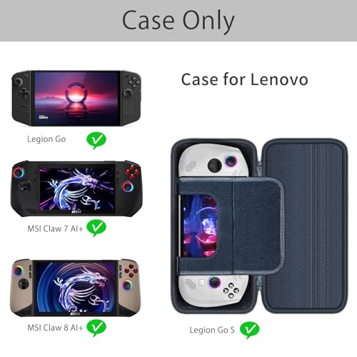Wanaiha Hard Case for MSI Claw 8 AI Lenovo Legion Go S Gaming Console Black Compatible with MSI Claw 8 AI Lenovo Legion Go S EVA Shell Zipper Closure Hand Strap Handle - Image 3