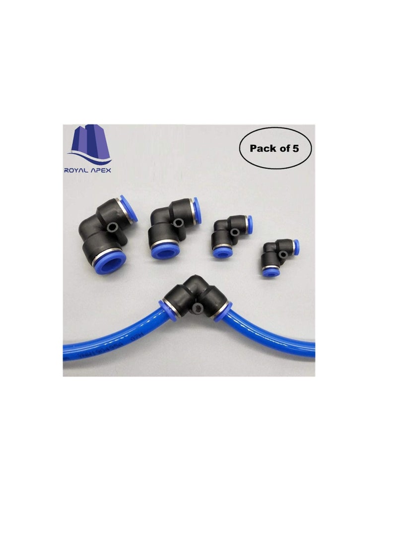 PU Pipe & Fittings Polyurethane | Pneumatic Pipe Push in to Connect Fittings (Elbow - Pack of 5, 10mm) - Image 2