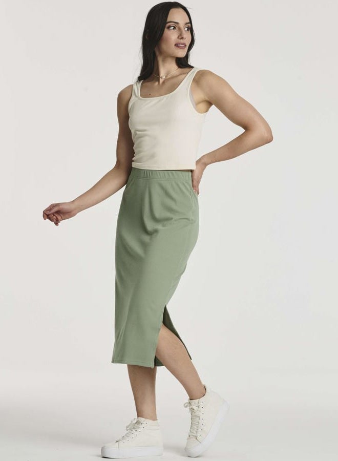REALESSENTIALS Ladies Ribbed Midi Skirt with Slit- Set 5, XL - Image 5