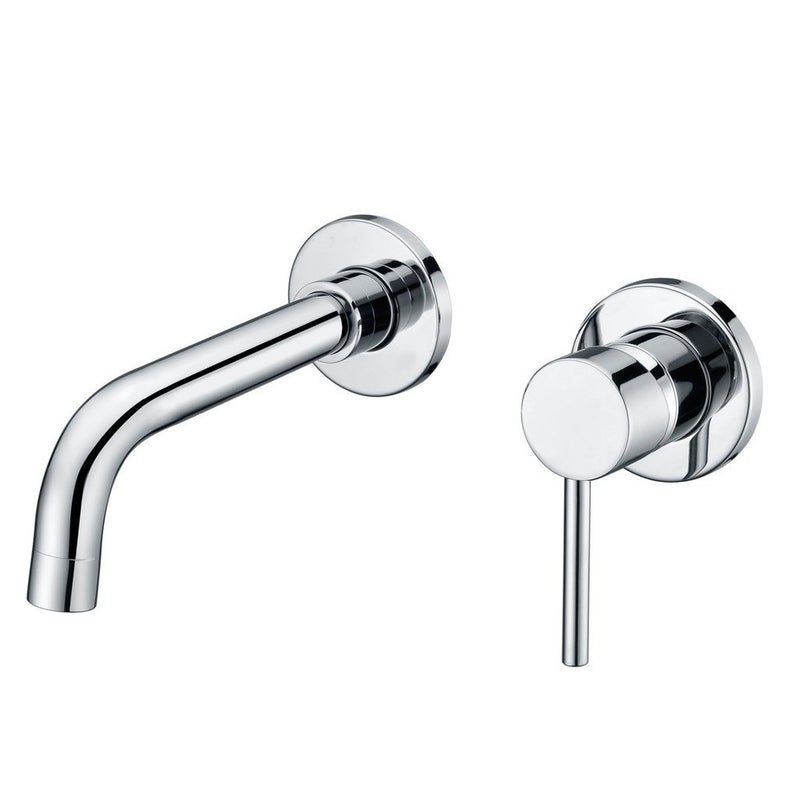 Sumerain Wall Mount Bathroom FaucetsSingle Handle with Brass Roughin Valve in Modern Chrome Finish12 NPT Standard Thread for US
