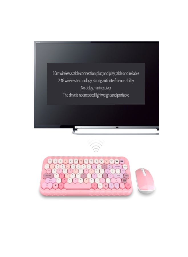 Mofii Honey Keyboard Combo Wireless 2.4G Mixed Color 83 Key Mini Keyboard Set with Honeycomb Key Caps for Girl Blue - Image 5