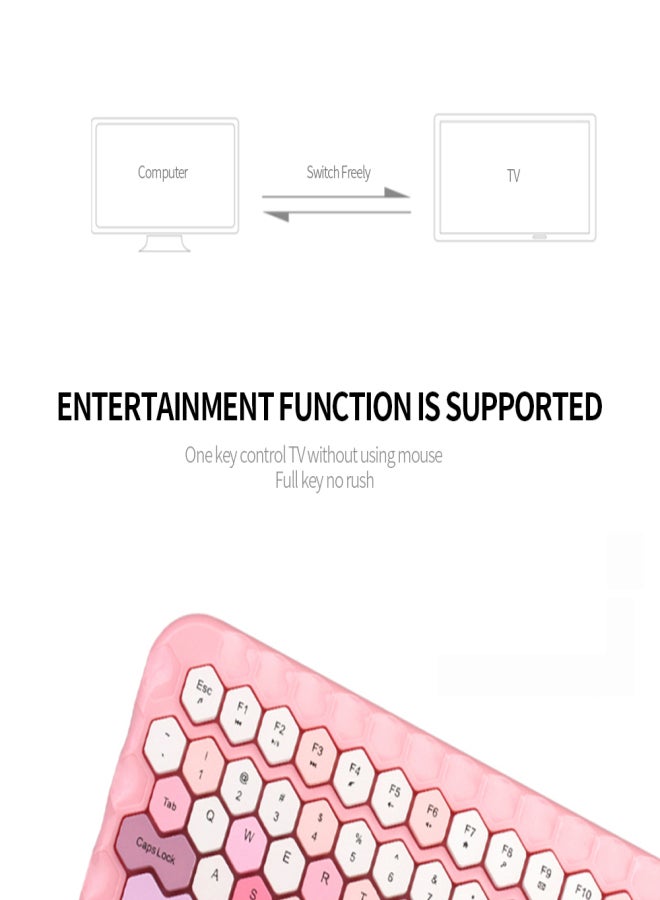 Mofii Honey Keyboard Combo Wireless 2.4G Mixed Color 83 Key Mini Keyboard Set with Honeycomb Key Caps for Girl Blue - Image 4