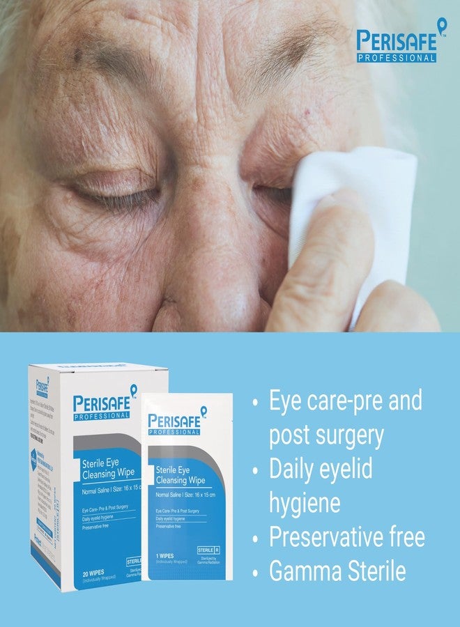 PERISAFE Sterile Eye Cleansing wipe | Normal Saline | Eye Care-Pre & Post Surgery | Daily Eyelid Hygiene | Preservative Free | Pack Of 20 Wipes - Image 2