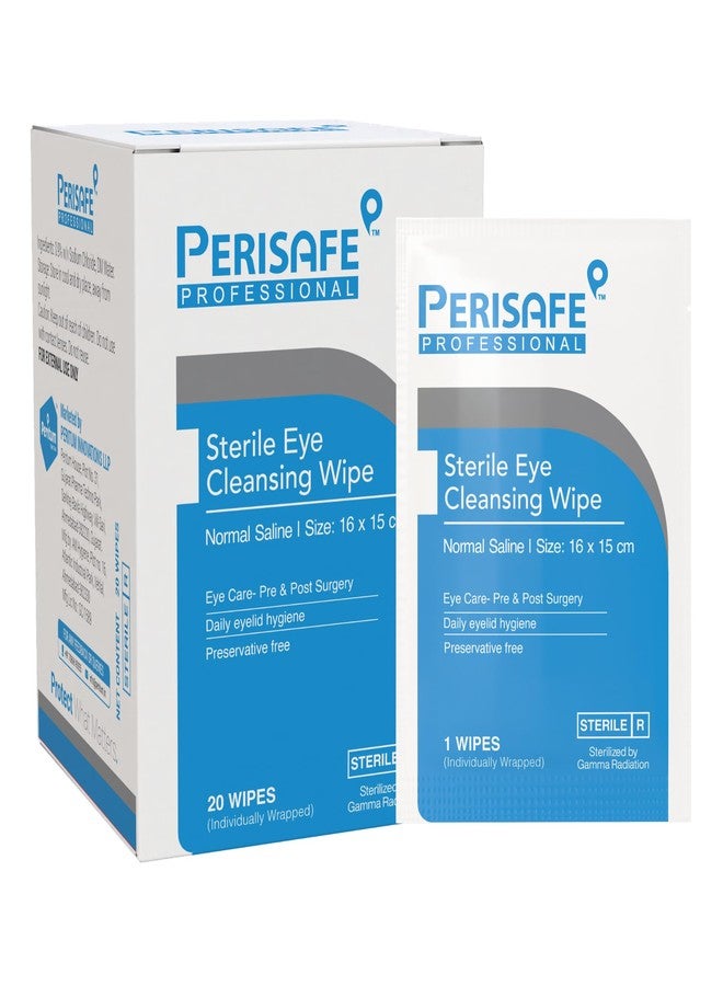 PERISAFE Sterile Eye Cleansing wipe | Normal Saline | Eye Care-Pre & Post Surgery | Daily Eyelid Hygiene | Preservative Free | Pack Of 20 Wipes - Image 1