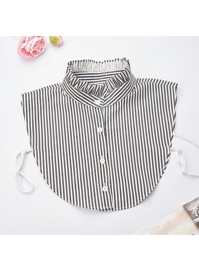 NIDMIDO Women Ruffle Mock Neck Detachable Half Blouse Shirts Fake Collar Dickey Collar Faux False Collar for Girls Green Stripe - Image 4