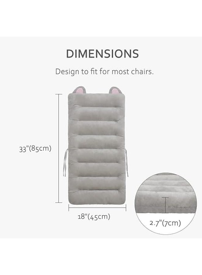 Reelyo Comfy Chair Cushion with Back Support, Thick Breathable Office Seat Cushion, All-in-One Integrated Soft Plush Lounger Cushion Pads, Fixing Band & Non-Slip Bottom, Detachable Washable Cover, High Quality PP Cotton Comfortable and No Deformation for Desk Chair Rocking Chair Car Seat Home Decor (Cute Grey Kitten Cat Design 85×45cm) - Image 2