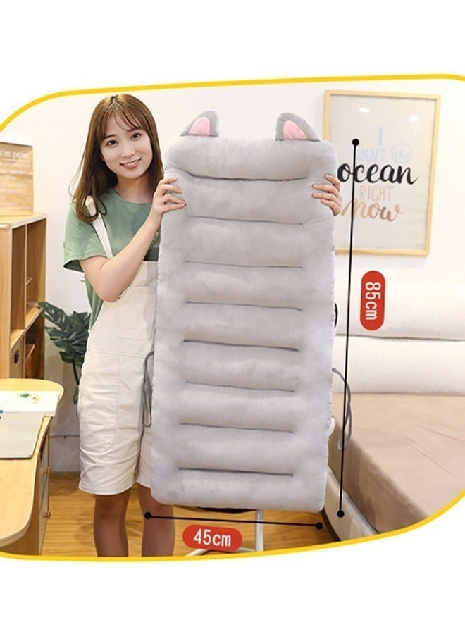 Reelyo Comfy Chair Cushion with Back Support, Thick Breathable Office Seat Cushion, All-in-One Integrated Soft Plush Lounger Cushion Pads, Fixing Band & Non-Slip Bottom, Detachable Washable Cover, High Quality PP Cotton Comfortable and No Deformation for Desk Chair Rocking Chair Car Seat Home Decor (Cute Grey Kitten Cat Design 85×45cm) - Image 3