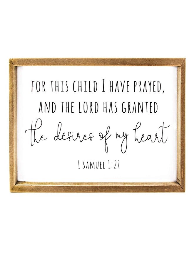 VILIGHT Wood Nursery Wall Decor for Girl and Boy - New Mom Gifts Framed Rustic Signs for Kids - For This Child, I Have Prayed - 16x8.6 Inches - Image 1